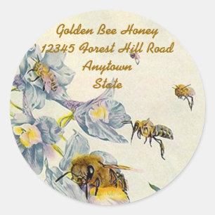 Aufkleber-Honig-Bienen-Winden-Blumen-Imker Runder Aufkleber