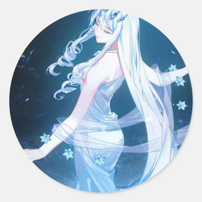 Aufkleber Hübsches blaues Mädchen (Vorderseite)