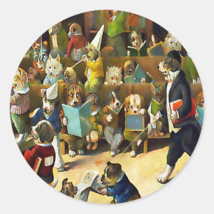 Aufkleber: Hundeschule durch Louis Wain Runder Aufkleber