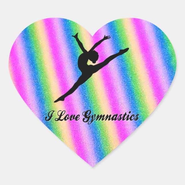 Aufkleber "I Liebe Gymnastik" Herzkleber. (Vorderseite)