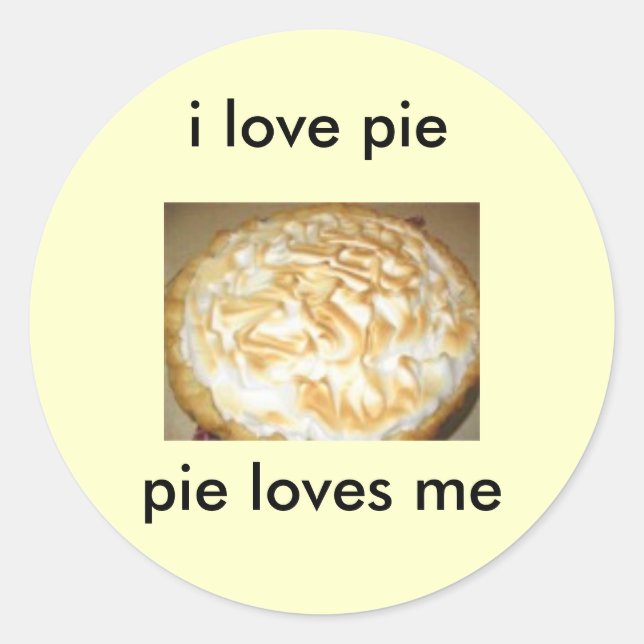 Aufkleber, i Liebe Pie, Kuchen Liebe mir Runder Aufkleber (Vorderseite)