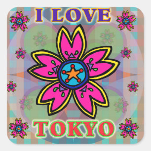 Aufkleber "I LIEBE TOKYO" Blume