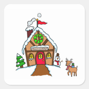 Aufkleber in der Werkstatt des Weihnachtsmanns