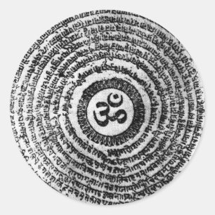 Aufkleber, Indien, OM Mani padme Summen Runder Aufkleber