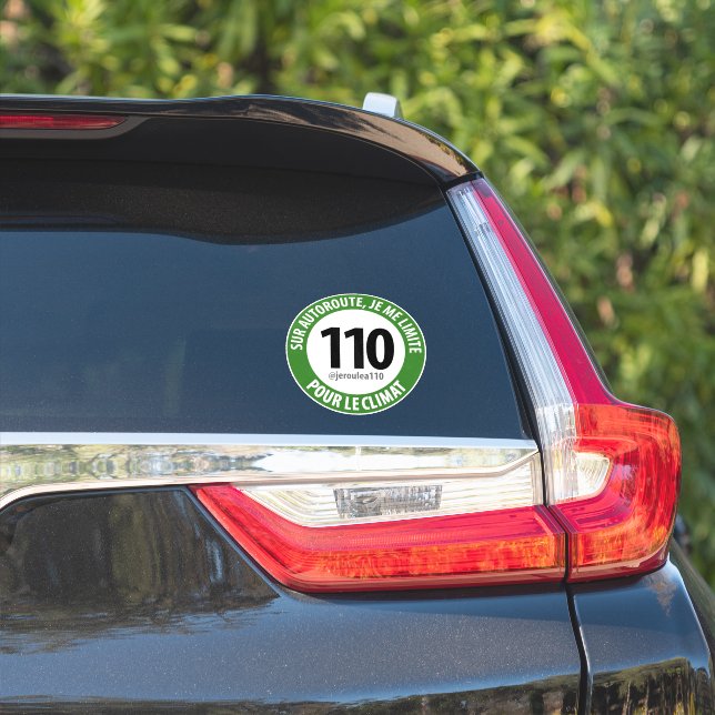 Aufkleber "Je roule à 110 pour le climat" (Auto Seite)