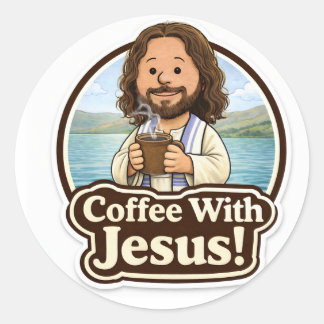 Aufkleber 'Kaffee mit Jesus' (3“)