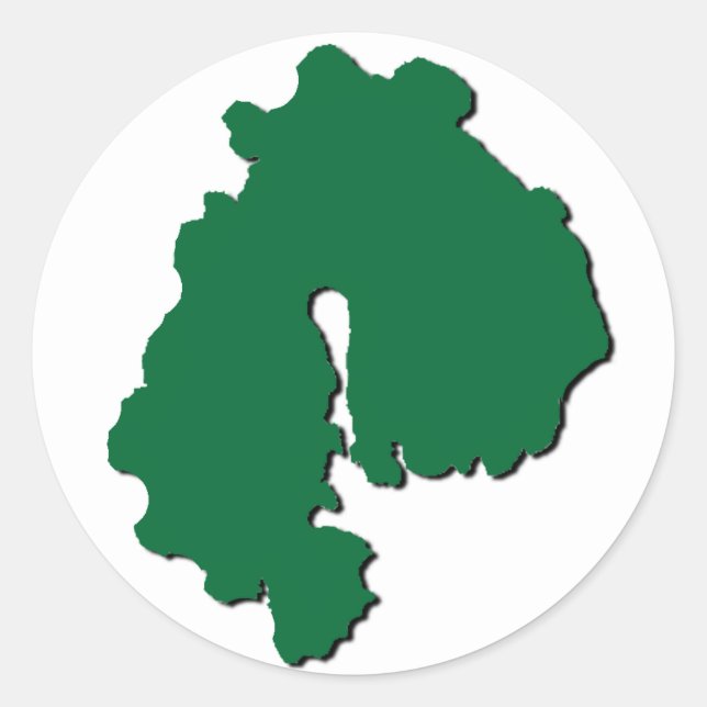 Aufkleber, Kontur, grün auf Weiß Runder Aufkleber (Vorderseite)