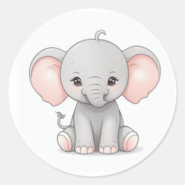 Aufkleber, Lächelnde Babyelephant mit weichen Wang Runder Aufkleber