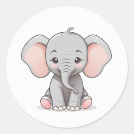 Aufkleber, Lächelnde Babyelephant mit weichen Wang Runder Aufkleber