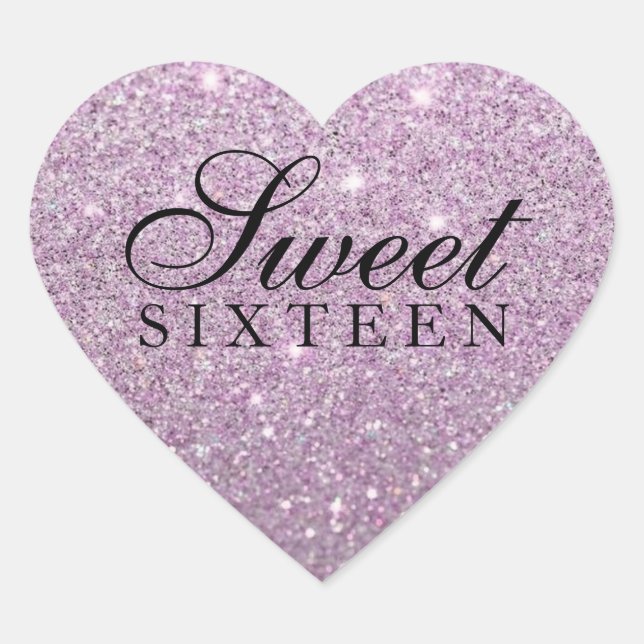 Aufkleber - Lila Glitzer Fab Sweet 16 (Vorderseite)