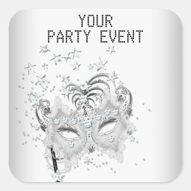 Aufkleber MASK Weißes Silber Party (Vorderseite)