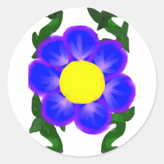 Aufkleber mit blauer und lila Blume
