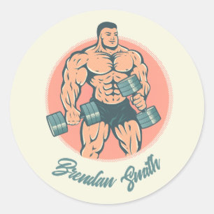 Aufkleber mit Bodybuilder und Ihrem Namen
