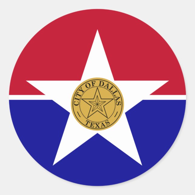 Aufkleber mit der Flagge von Dallas, USA (Vorderseite)