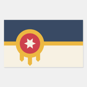 Aufkleber mit der Flagge von Tulsa City, USA