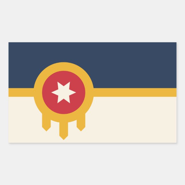 Aufkleber mit der Flagge von Tulsa City, USA (Vorderseite)