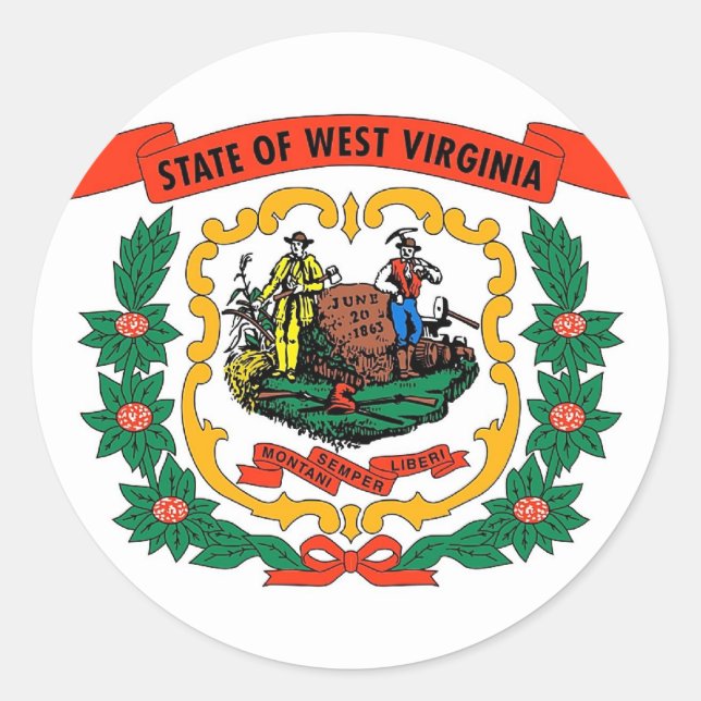 Aufkleber mit der Flagge von West-Virginia (Vorderseite)