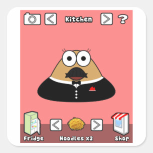 Aufkleber mit der Pou-Aufschrift