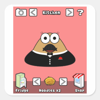Aufkleber mit der Pou-Aufschrift