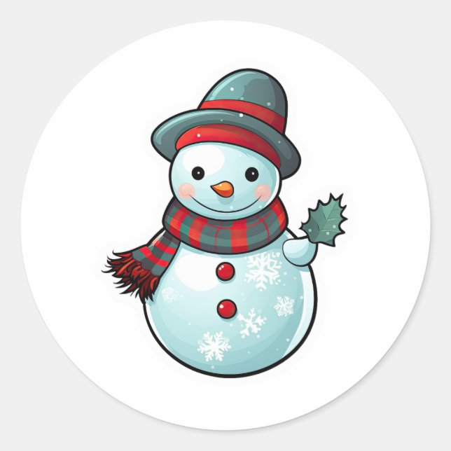 Aufkleber mit einem niedlichen Schneemann, der ein (Vorderseite)