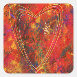 Aufkleber mit flammendem Herzen