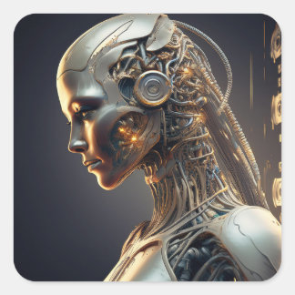 Aufkleber mit futuristischer AI-Designed Square
