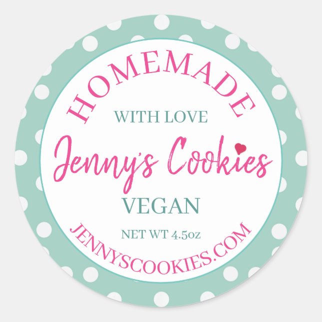 Aufkleber - Mit Liebe Jenny's Cookies hausgemacht (Vorderseite)