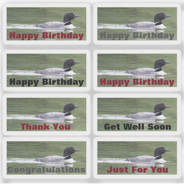 Aufkleber mit Loonen und Text für die Personalisie (Vorderseite)