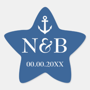 Aufkleber mit nautischem Anker-Monogramm als Hochz