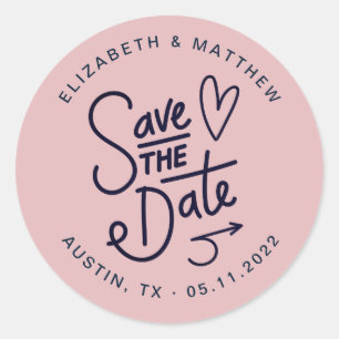 Aufkleber mit niedlich Save the Date Monogramm