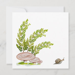 Aufkleber mit niedlichem Aquarellbild eines Waldes Einladung