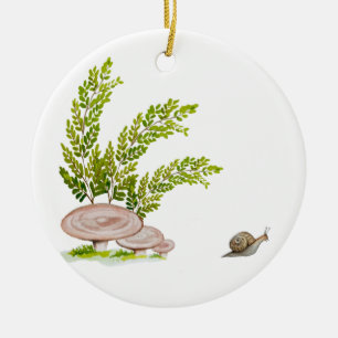 Aufkleber mit niedlichem Aquarellbild eines Waldes Keramik Ornament