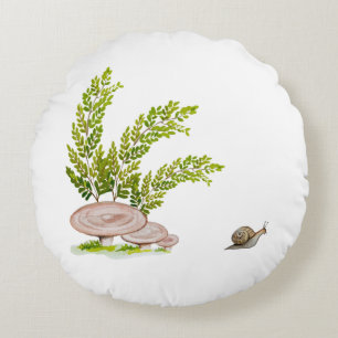 Aufkleber mit niedlichem Aquarellbild eines Waldes Rundes Kissen