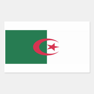 Aufkleber mit Rechteck und Flagge Algeriens