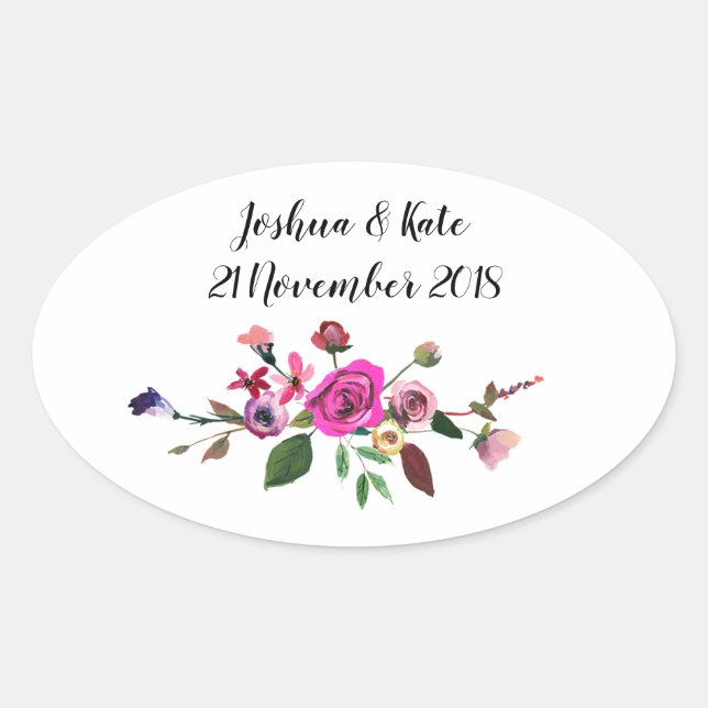 Aufkleber mit rosa Gastgeschenk Hochzeit (Vorderseite)