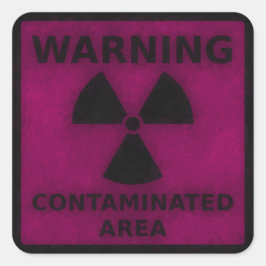 Aufkleber mit rosa Strahlungswarnung