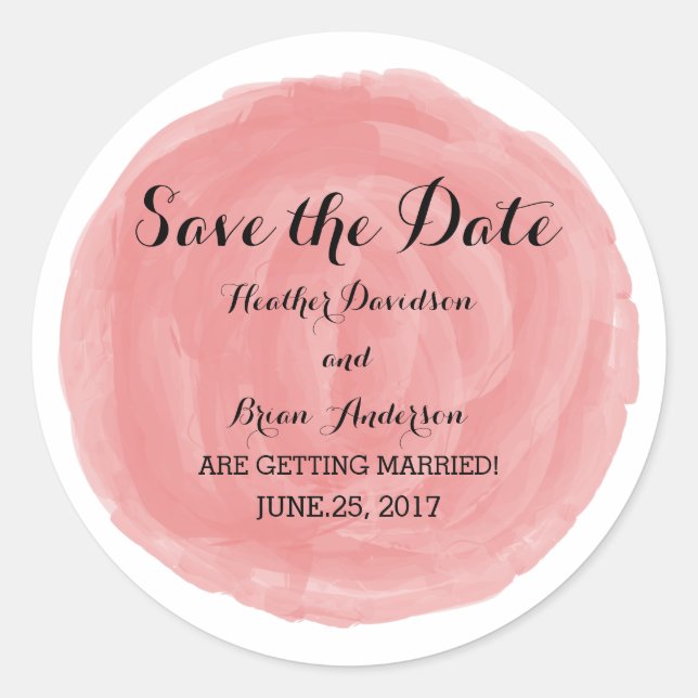 Aufkleber mit roten Wasserfarben Save the Date (Vorderseite)