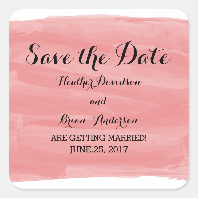 Aufkleber mit Roter Wasserfarbe Save the Date (Vorderseite)