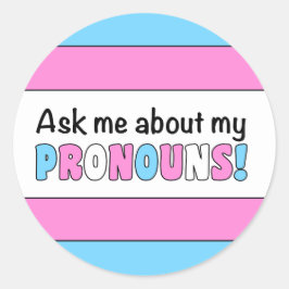 Aufkleber mit runden Pronomen (Trans Pride)