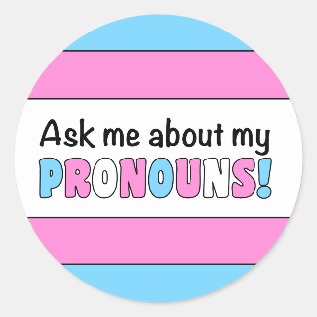 Aufkleber mit runden Pronomen (Trans Pride) (Vorderseite)
