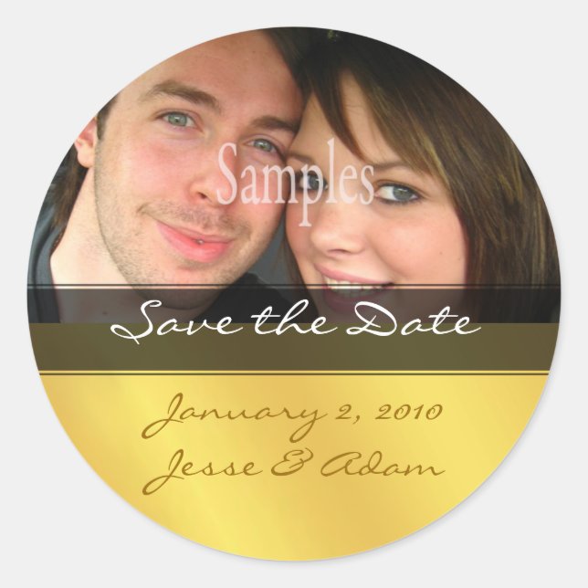 Aufkleber mit Save the Date Foto (Vorderseite)