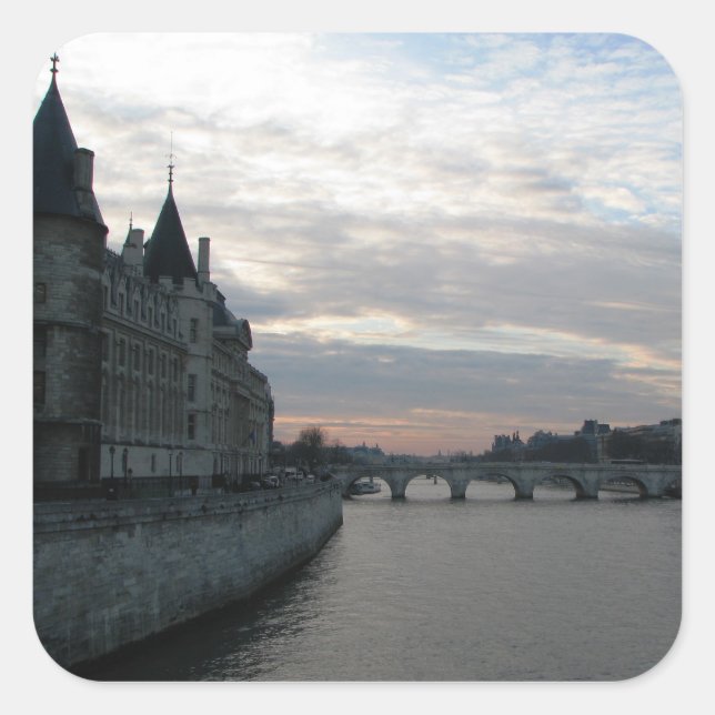 Aufkleber mit schönem Sonnenuntergang in Paris (Vorderseite)
