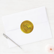 Aufkleber mit Siegel aus Gelbgold mit Initialen