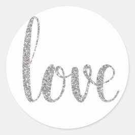 Aufkleber mit silberner Liebe, Glitzer Schriftart