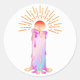 Aufkleber mit Soft Rainbow Candle