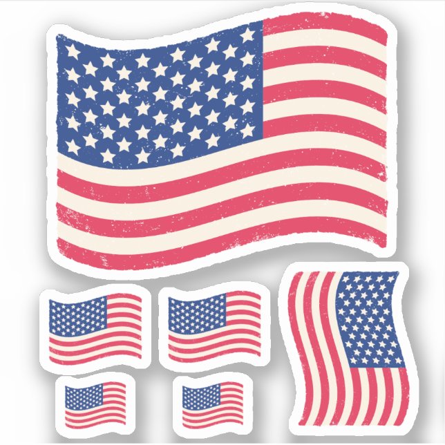 Aufkleber mit Vintager Flagge der USA (Vorderseite)