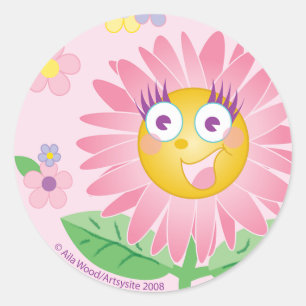 AUFKLEBER niedliche rosa anthropomorphe Blume