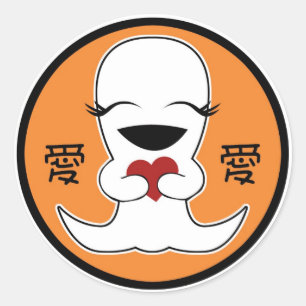 Aufkleber, niedlicher Anime-Geist, Liebe-Symbol, Runder Aufkleber