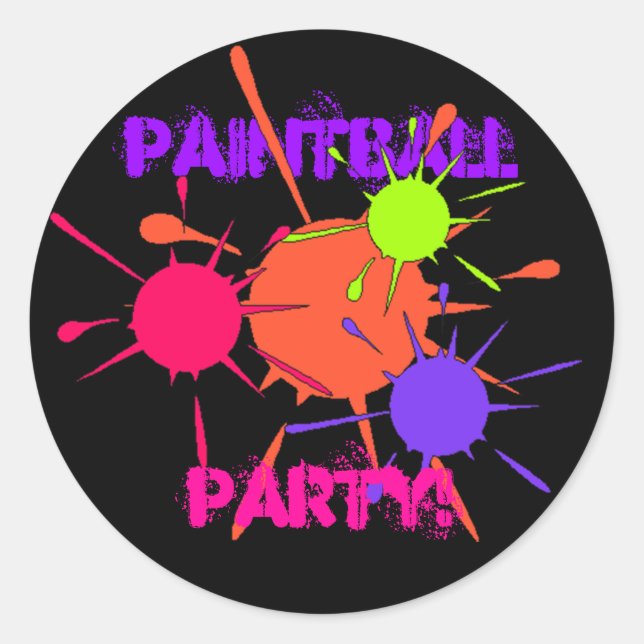 Aufkleber Paintball Party Farbige Spritzer Farbe F (Vorderseite)