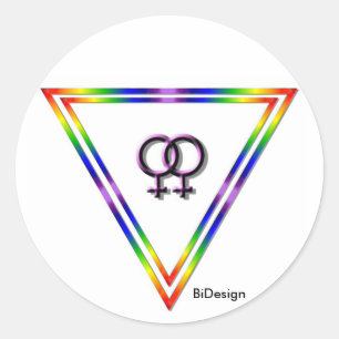 Aufkleber-Regenbogen-Dreieck-Frau/Frau Runder Aufkleber
